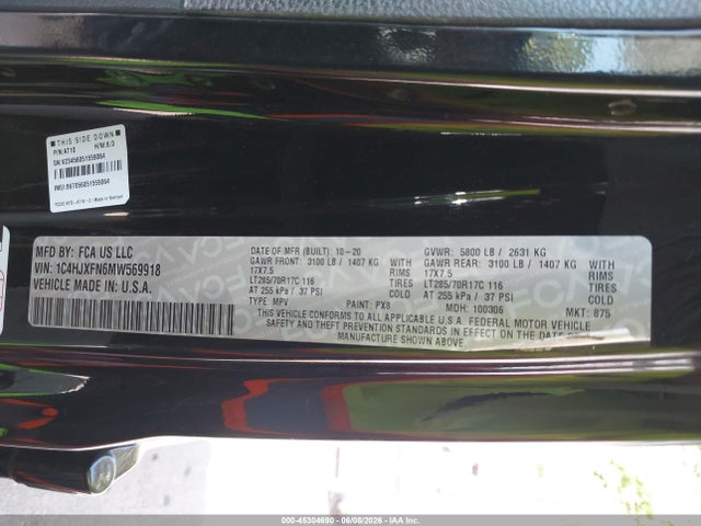 Продажа на аукционе авто 2021 Jeep Wrangler Unlimited Rubicon 4x4, vin: 1C4HJXFN6MW569918, номер лота: 45304690