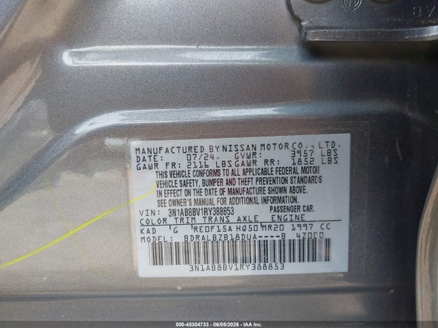 Aukcja sprzedaży 2024 Nissan Sentra S Xtronic Cvt, vin: 3N1AB8BV1RY388853, numer aukcji: 45304733