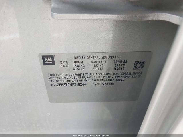 1G1ZE5ST0HF218244 Chevrolet MALIBU 1LT