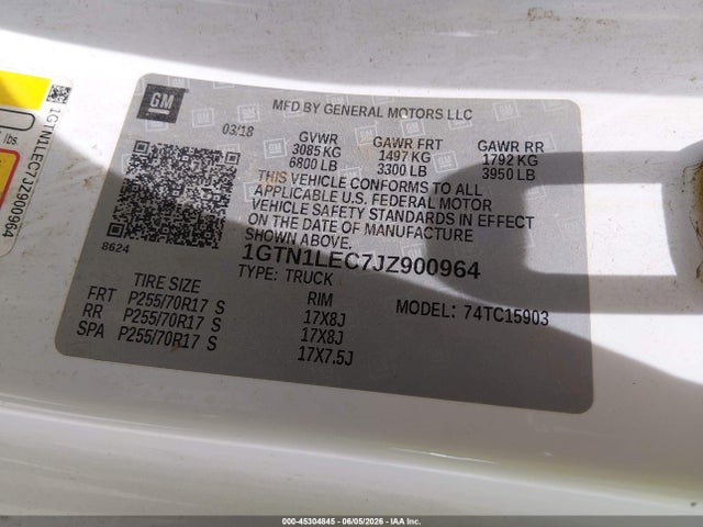 GMC SIERRA 1500 2018 1GTN1LEC7JZ900964 Image 9