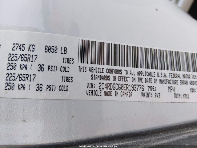 Dodge Grand Caravan Sxt 2014 2C4RDGCG0ER193776 Image 9