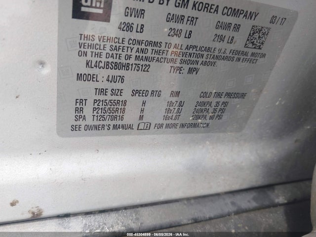 Продажа на аукционе авто 2017 Buick Encore Preferred Ii, vin: KL4CJBSB0HB175122, номер лота: 45304899