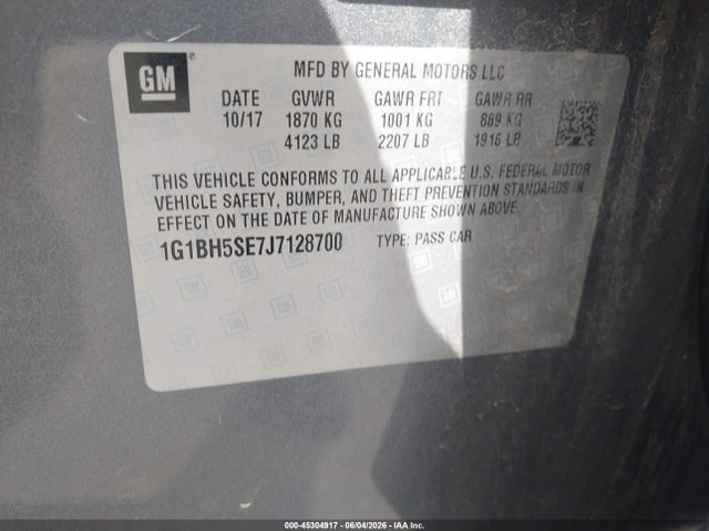 1G1BH5SE7J7128700 Chevrolet Cruze Lt Auto