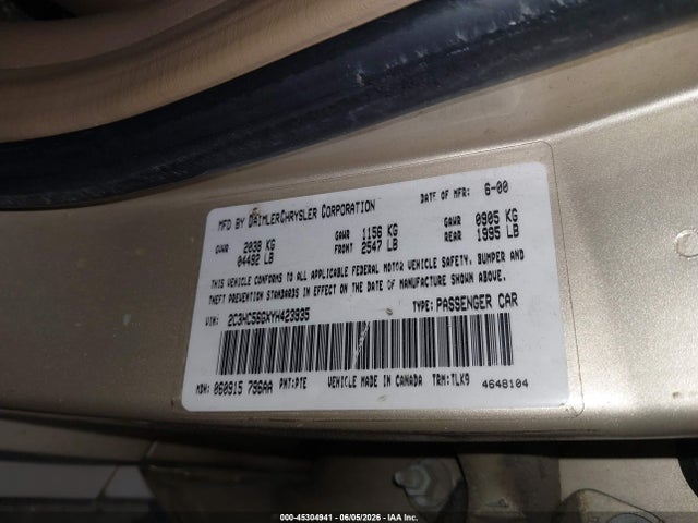 45304941 :رقم المزاد ، 2C3HC56GXYH423935 vin ، 2000 Chrysler Lhs مزاد بيع