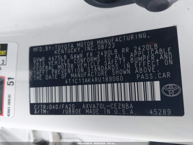 4T1C11AK4RU189060 Toyota CAMRY LE
