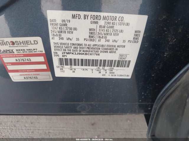 Ford EDGE SEL 2019 2FMPK3J96KBC61766 Image 9