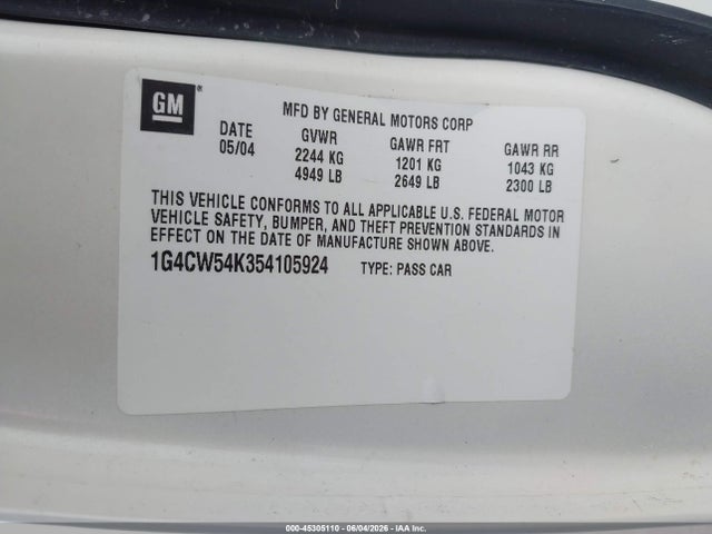 Продаж на аукціоні авто 2005 Buick Park Avenue, vin: 1G4CW54K354105924, номер лоту: 45305110