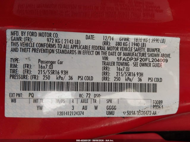 Продаж на аукціоні авто 2015 Ford Focus Se, vin: 1FADP3F20FL204009, номер лоту: 45305128