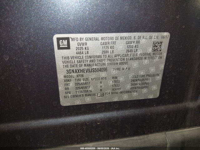 Chevrolet EQUINOX LS 2018 3GNAXHEV9JS504096 Image 9