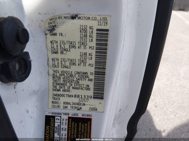 Nissan FRONTIER S 2019 1N6BD0CT6KN881339 Image 9