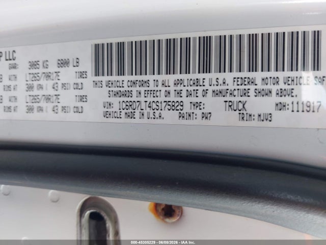 2012 Ram 1500 Slt მანქანა იყიდება აუქციონზე, vin: 1C6RD7LT4CS175829, აუქციონის ნომერი: 45305229