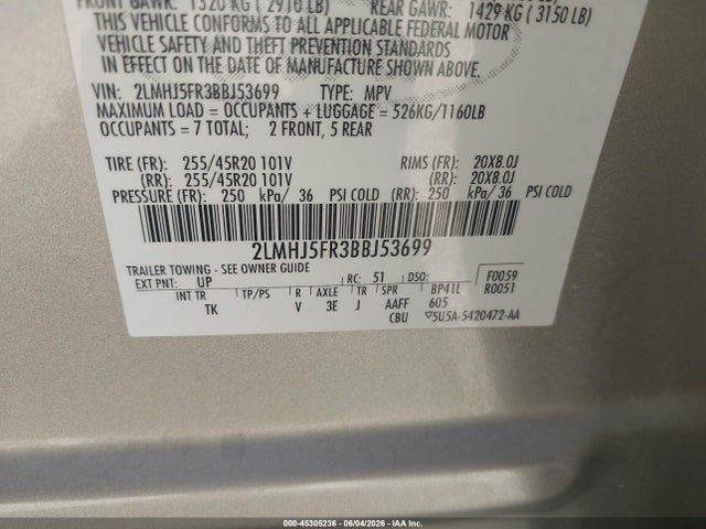 Aukcja sprzedaży 2011 Lincoln Mkt, vin: 2LMHJ5FR3BBJ53699, numer aukcji: 45305236