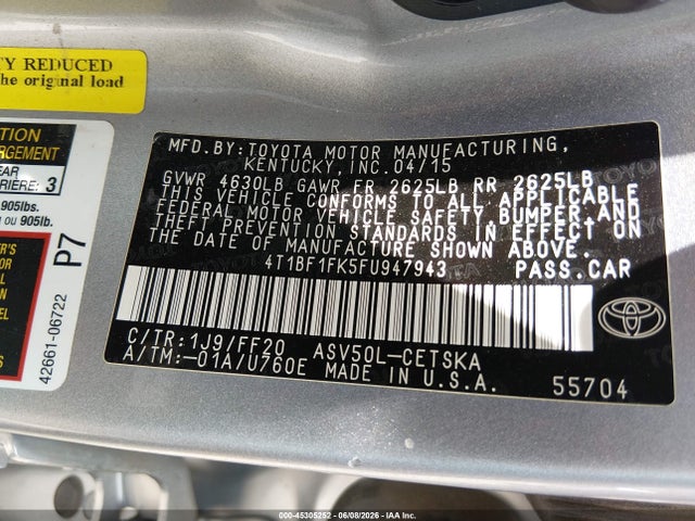 4T1BF1FK5FU947943 Toyota CAMRY SE