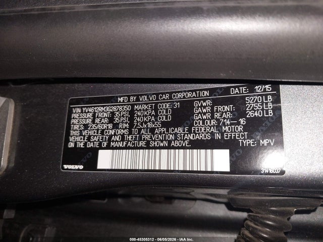 Volvo Xc60 T5 Platinum 2016 YV4612RM3G2878350 Image 9
