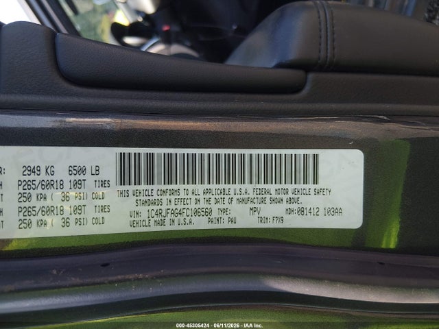Aukcja sprzedaży 2015 Jeep Grand Cherokee Laredo, vin: 1C4RJFAG4FC106560, numer aukcji: 45305424