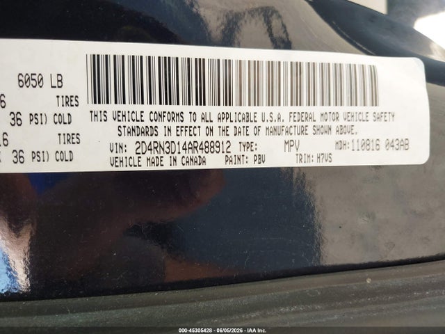 Aukcja sprzedaży 2010 Dodge Grand Caravan Hero, vin: 2D4RN3D14AR488912, numer aukcji: 45305428