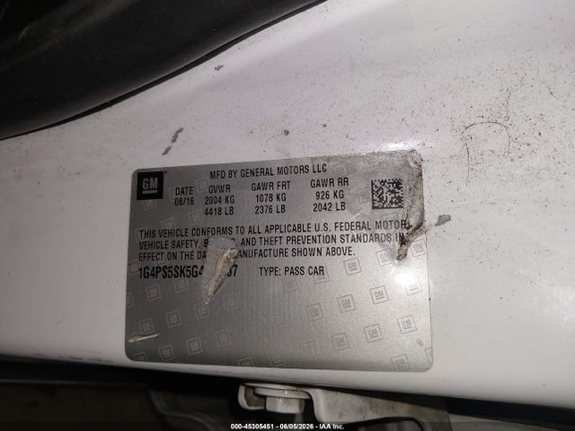 Продажа на аукционе авто 2016 Buick Verano Leather Group, vin: 1G4PS5SK5G4180157, номер лота: 45305451