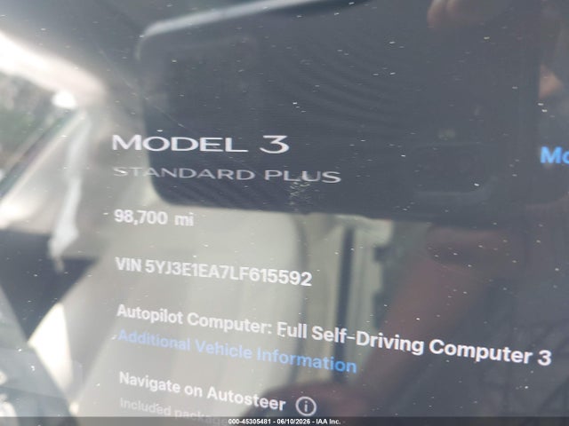 45305481 :رقم المزاد ، 5YJ3E1EA7LF615592 vin ، 2020 Tesla Model 3 مزاد بيع