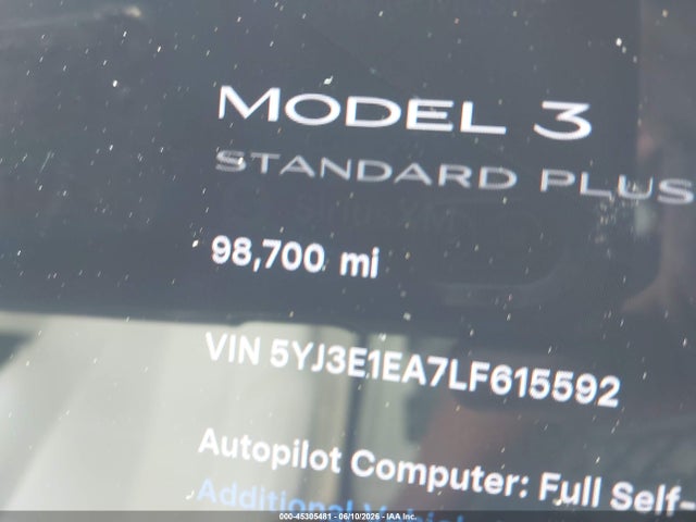 45305481 :رقم المزاد ، 5YJ3E1EA7LF615592 vin ، 2020 Tesla Model 3 مزاد بيع