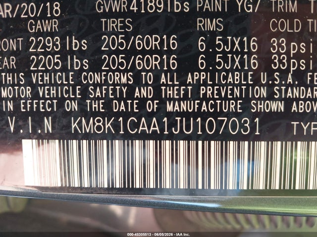 Hyundai Kona Se 2018 KM8K1CAA1JU107031 Image 9