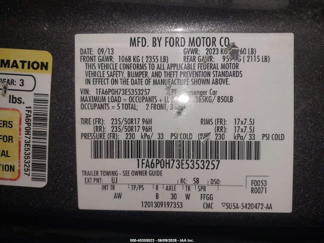 1FA6P0H73E5353257 Ford FUSION SE