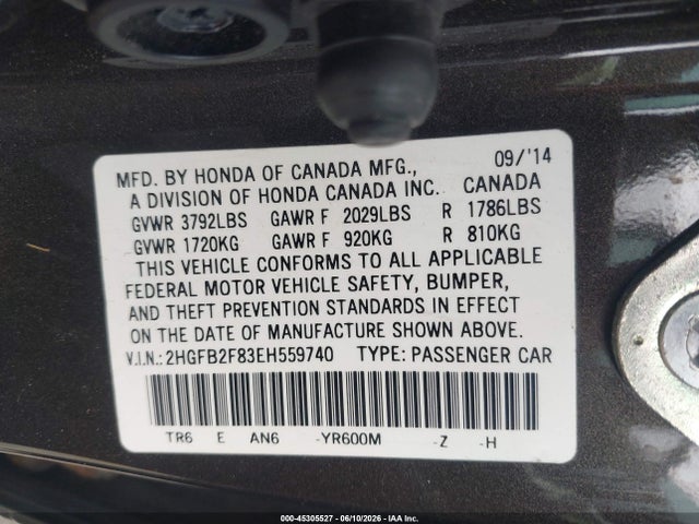 Honda CIVIC EX 2014 2HGFB2F83EH559740 Image 9