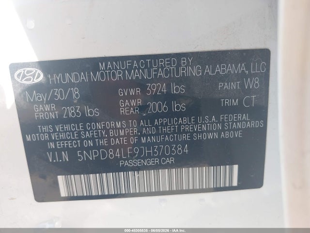 Hyundai Elantra Value Edition 2018 5NPD84LF9JH370384 Image 9