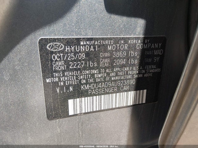 Продаж на аукціоні авто 2010 Hyundai Elantra Gls, vin: KMHDU4AD9AU923890, номер лоту: 45305546