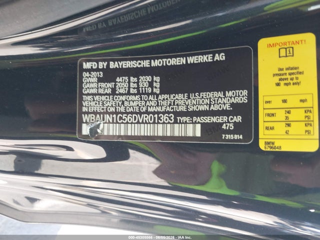 Aukcja sprzedaży 2013 Bmw 128i, vin: WBAUN1C56DVR01363, numer aukcji: 45305566