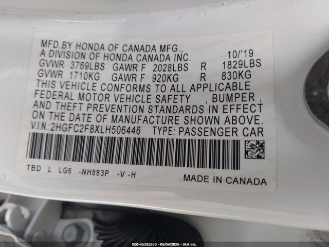 Honda Civic Sport 2020 2HGFC2F8XLH506446 Image 9