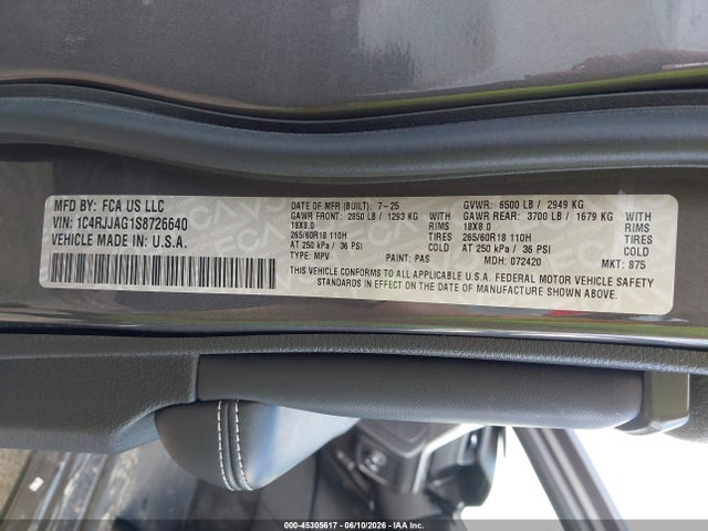 Aukcja sprzedaży 2025 Jeep Grand Cherokee L Laredo X 4x2, vin: 1C4RJJAG1S8726640, numer aukcji: 45305617