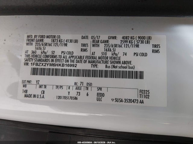 Ford Transit-350 Xlt 2017 1FBZX2YM6HKB16992 Image 9