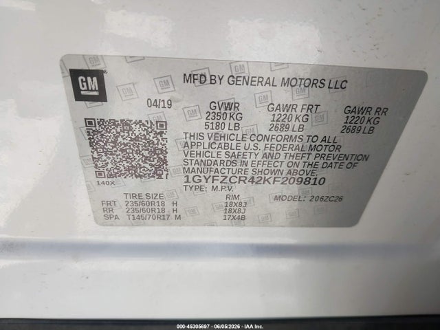 Aukcja sprzedaży 2019 Cadillac Xt4 Premium Luxury, vin: 1GYFZCR42KF209810, numer aukcji: 45305697