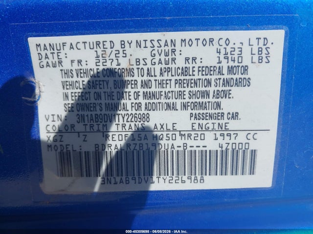 3N1AB9DV1TY226988 Nissan SENTRA SR