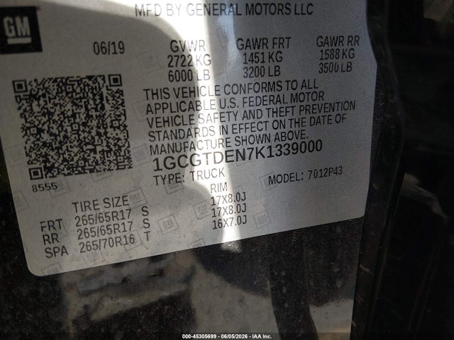 1GCGTDEN7K1339000 Chevrolet Colorado Z71