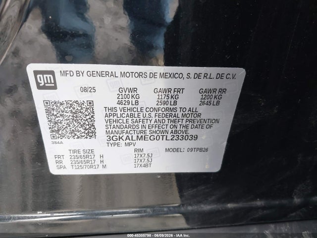 45305798 :رقم المزاد ، 3GKALMEG0TL233039 vin ، 2026 Gmc Terrain Fwd Elevation مزاد بيع