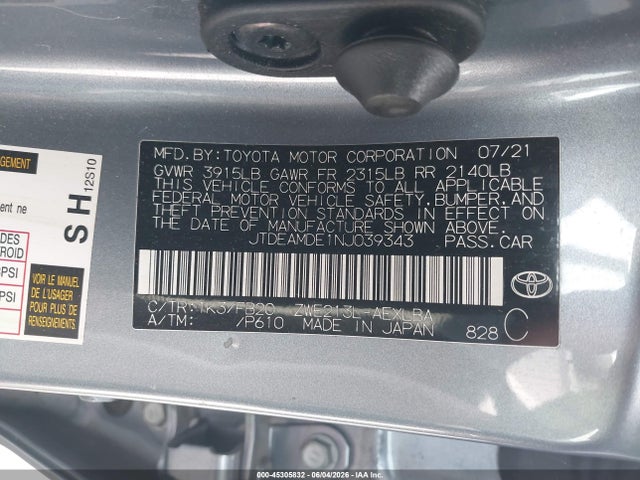 Toyota Corolla Hybrid Le 2022 JTDEAMDE1NJ039343 Image 9