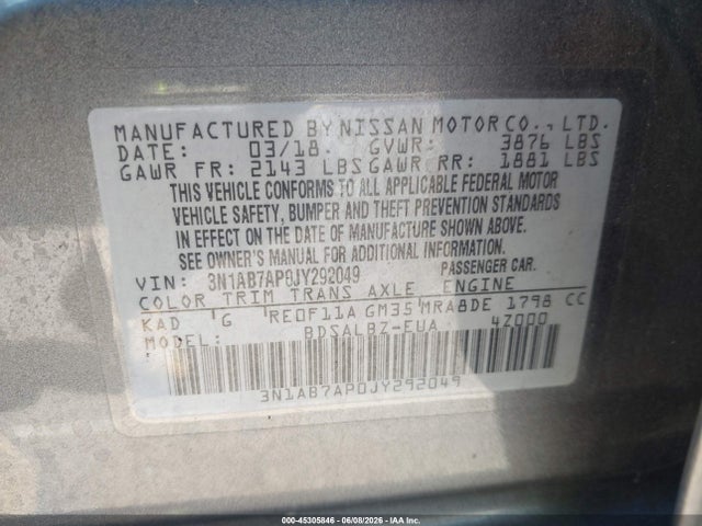 Nissan SENTRA S 2018 3N1AB7AP0JY292049 Image 9