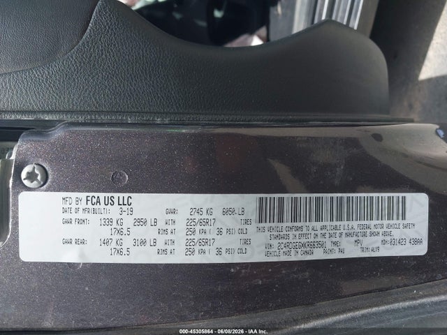 Dodge Grand Caravan Gt 2019 2C4RDGEGXKR663501 Image 9