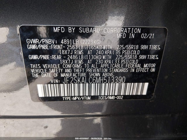 JF2SKALC6MH513390 Subaru Forester Sport