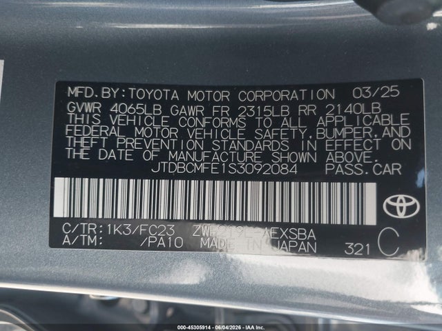 Toyota Corolla Hybrid Se 2025 JTDBCMFE1S3092084 Image 9