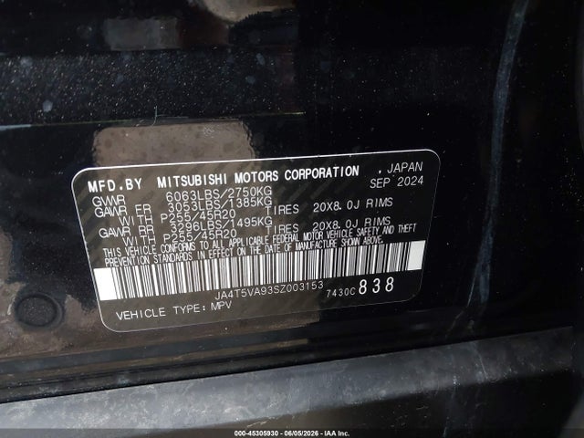Продаж на аукціоні авто 2025 Mitsubishi Outlander Phev Se S-awc, vin: JA4T5VA93SZ003153, номер лоту: 45305930