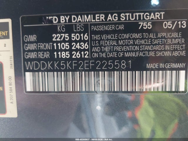 Auction sale of the 2014 Mercedes-benz E 350, vin: WDDKK5KF2EF225581, lot number: 45305937