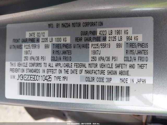 Aukcja sprzedaży 2013 Mazda Cx-5 Grand Touring, vin: JM3KE2DE9D0110425, numer aukcji: 45305955