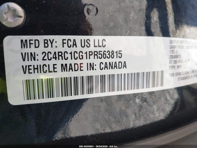 Aukcja sprzedaży 2023 Chrysler Voyager Lx, vin: 2C4RC1CG1PR563815, numer aukcji: 45305981