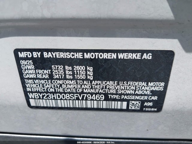 WBY23HD08SFV79469 BMW I4 Gran Coupe Edrive40