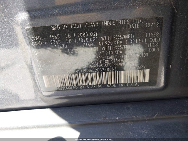 Aukcja sprzedaży 2014 Subaru Outback 2.5i Limited, vin: 4S4BRBMC2E3268063, numer aukcji: 45306090
