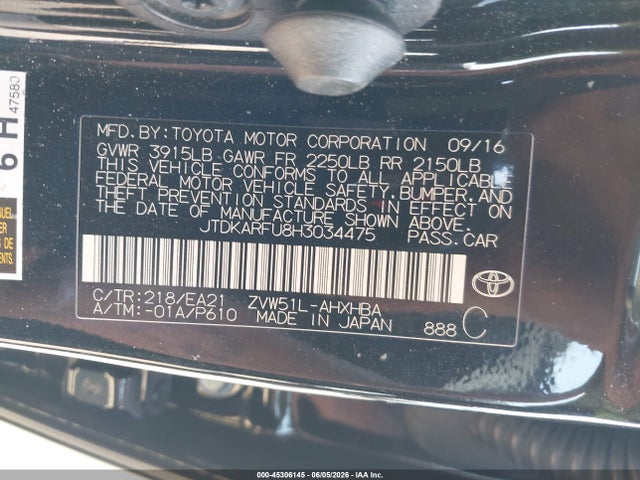 Toyota Prius Four Touring 2017 JTDKARFU8H3034475 Image 9