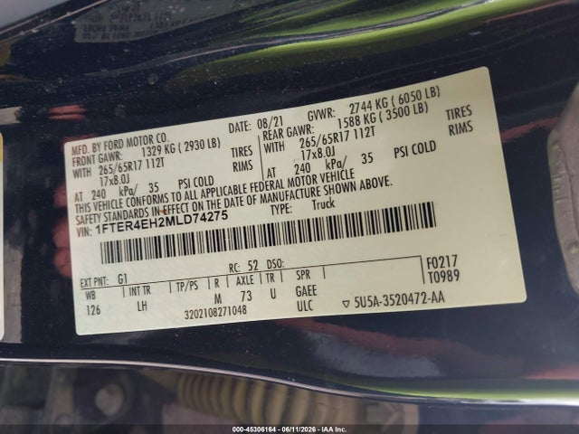 Ford Ranger Xlt 2021 1FTER4EH2MLD74275 Image 9