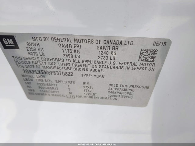 GMC Terrain Slt-1 2015 2GKFLXEK5F6370322 Image 9